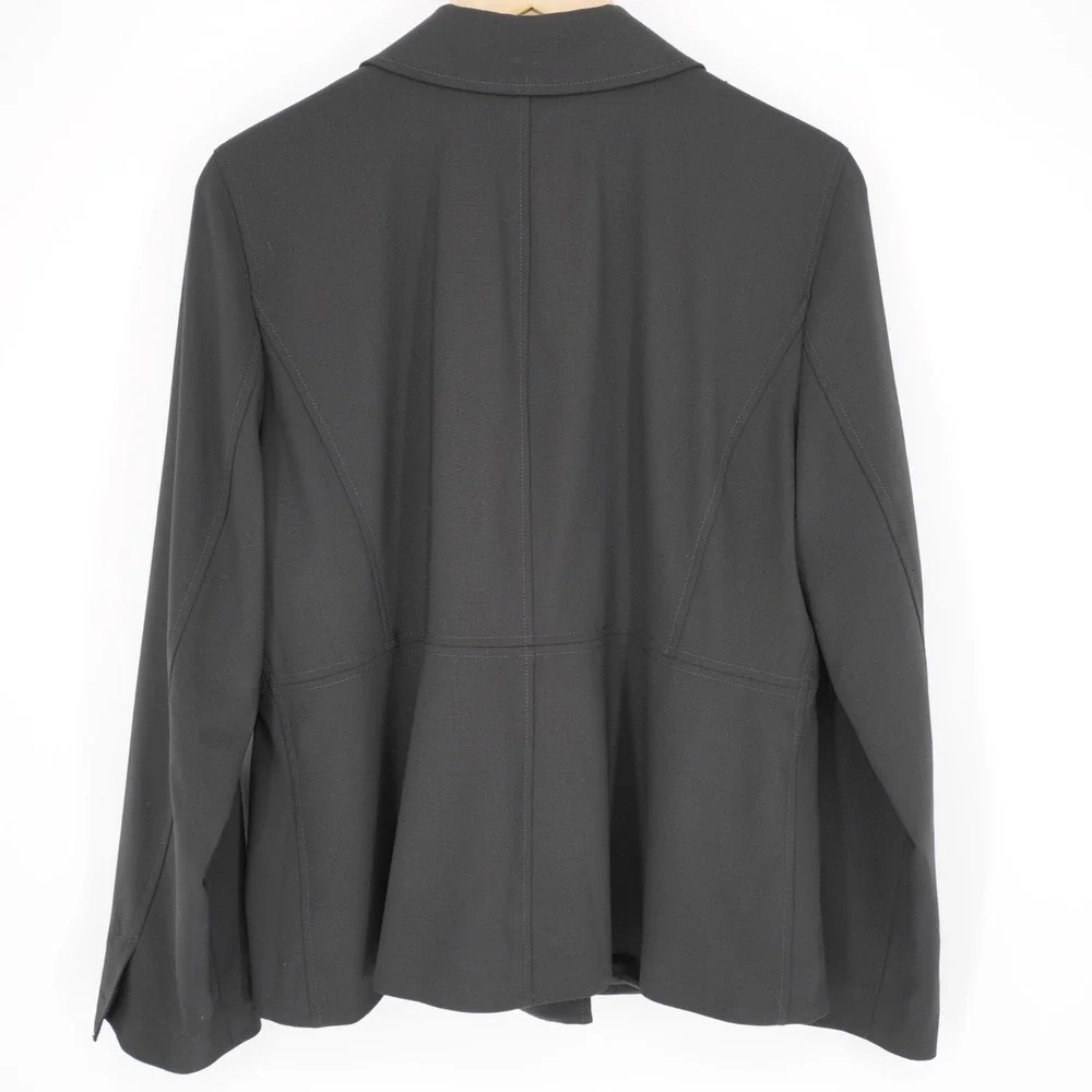 Eileen Fisher Wool Blazer Jacket Women L Black Minimalist Office Classic Stretch